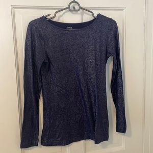 J. Crew long sleeve purple sparkle tee